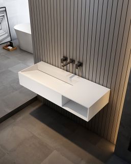 Подвесная тумба с раковиной ABBER Stein AS2640L 120см белый матовый